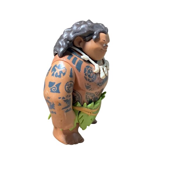 Disney Moana Maui Action Figure 3.75" Collectible Toy With Tattoo Details & Leaf - Picture 2 of 7